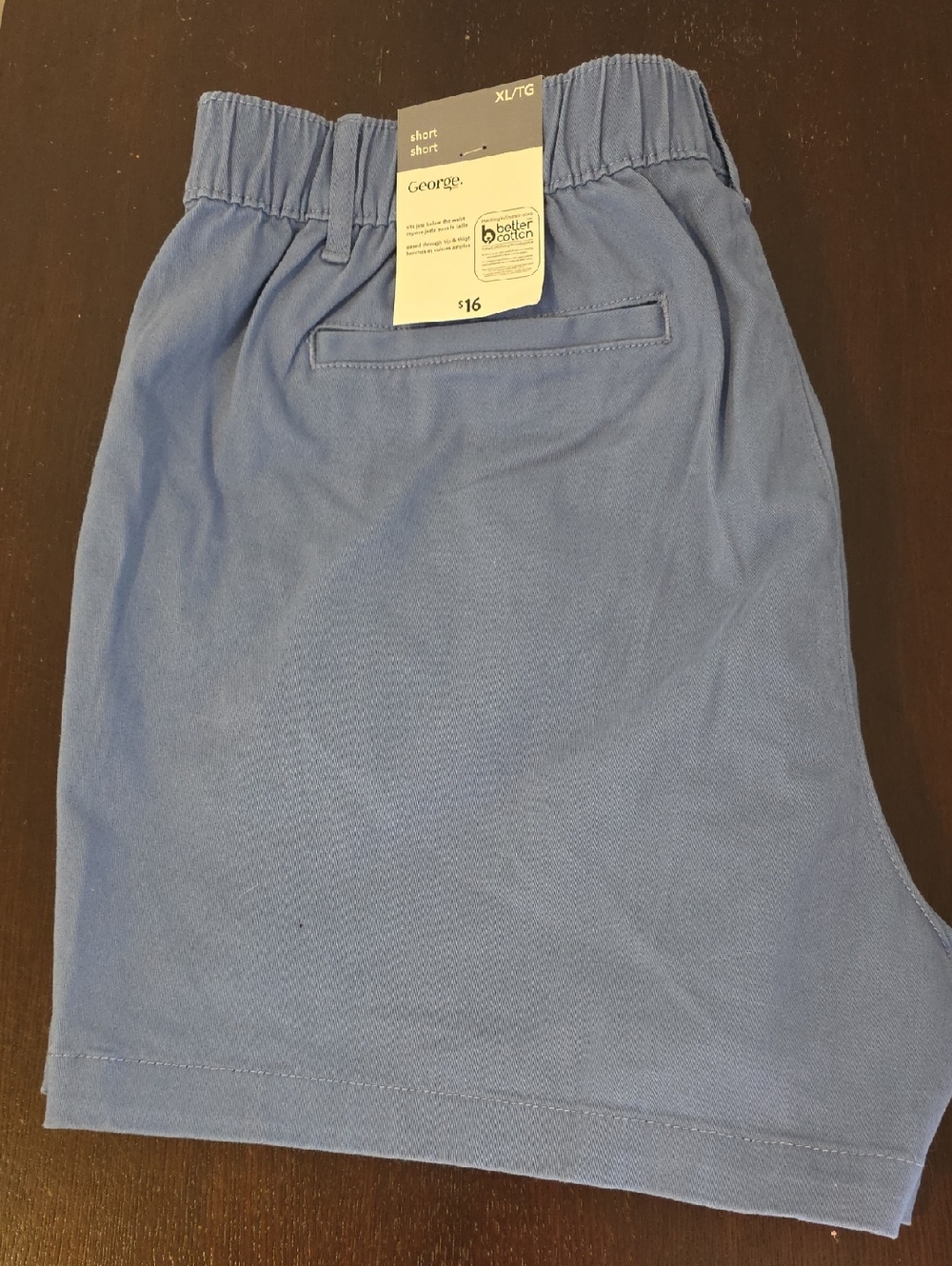 George Women's Light Blue Elastic Waist Flat Front Shorts